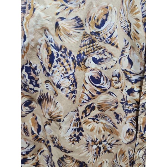 VTG Reyn Spooner Shell Tan & Blue Button Up Aloha Hawaiian Shirt Sz L - HTF - Picture 3 of 6